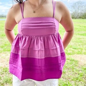 AUREUM Pintuck Pleated Blouse Lavender Purple Top Size Small NWT